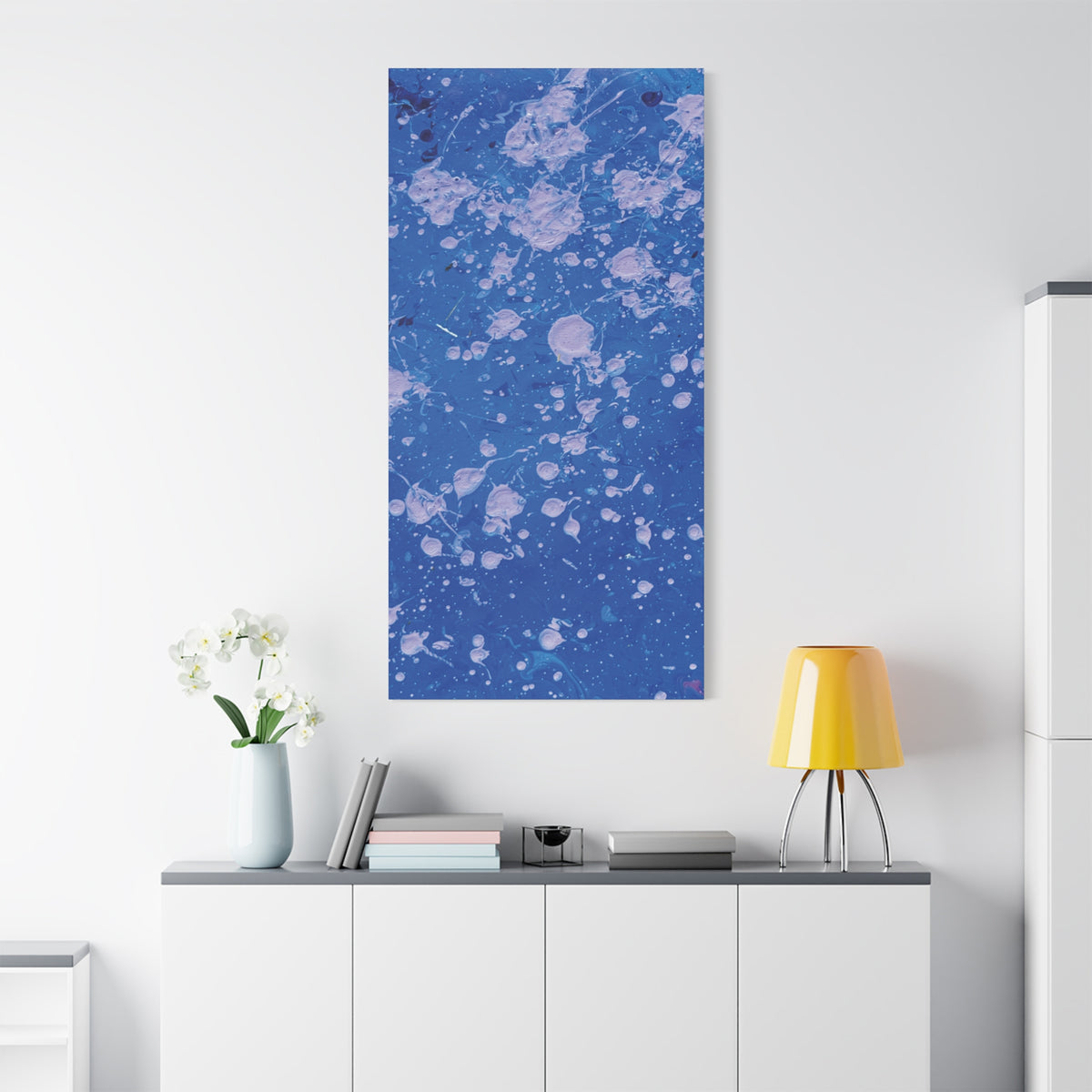 Blue Abstract Splatter Canvas Print  Dots (Matte Stretched 1.25")