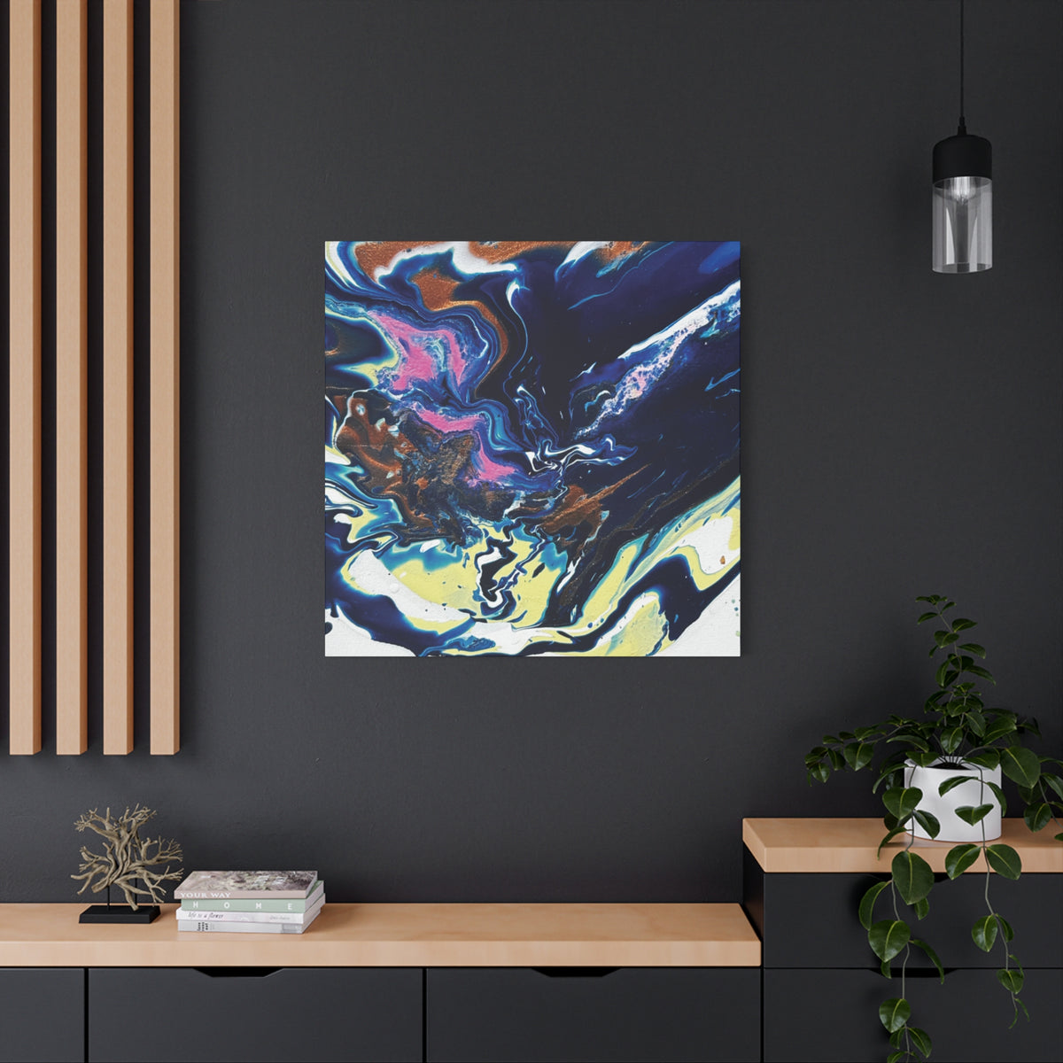 Change Abstract Blue Fluid Art Matte Canvas Print (Stretched Wall Art)