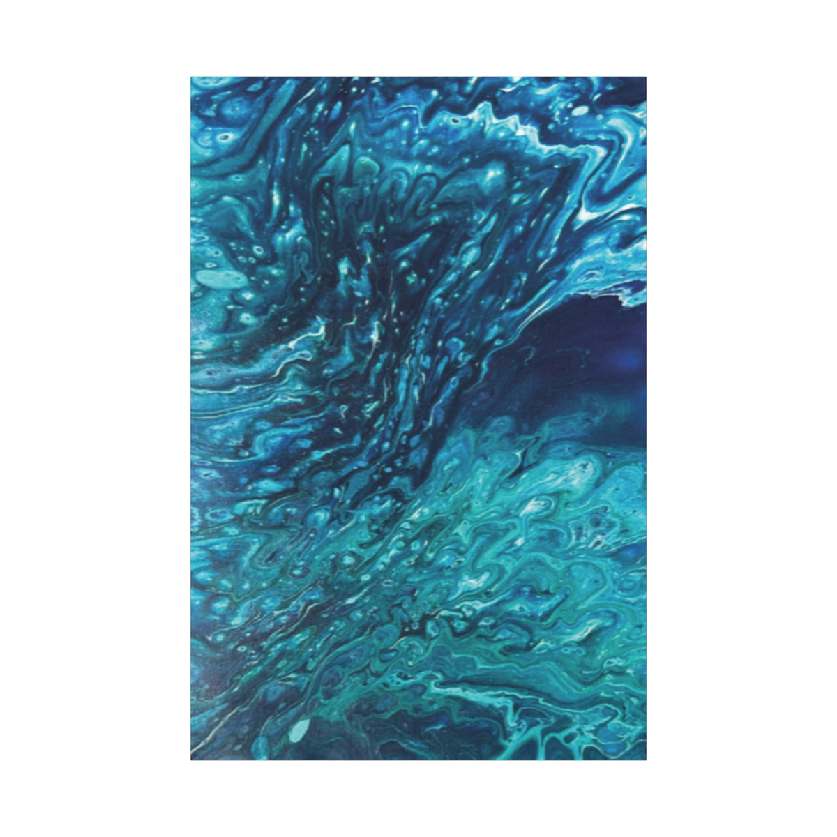 Ocean Blue Abstract Matte Canvas Print Stretched 1.25"