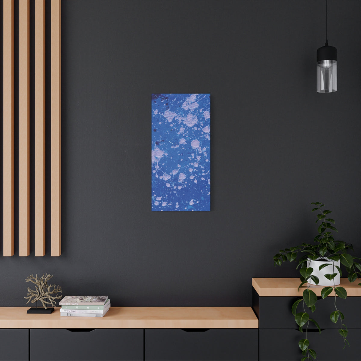 Blue Abstract Splatter Canvas Print  Dots (Matte Stretched 1.25")