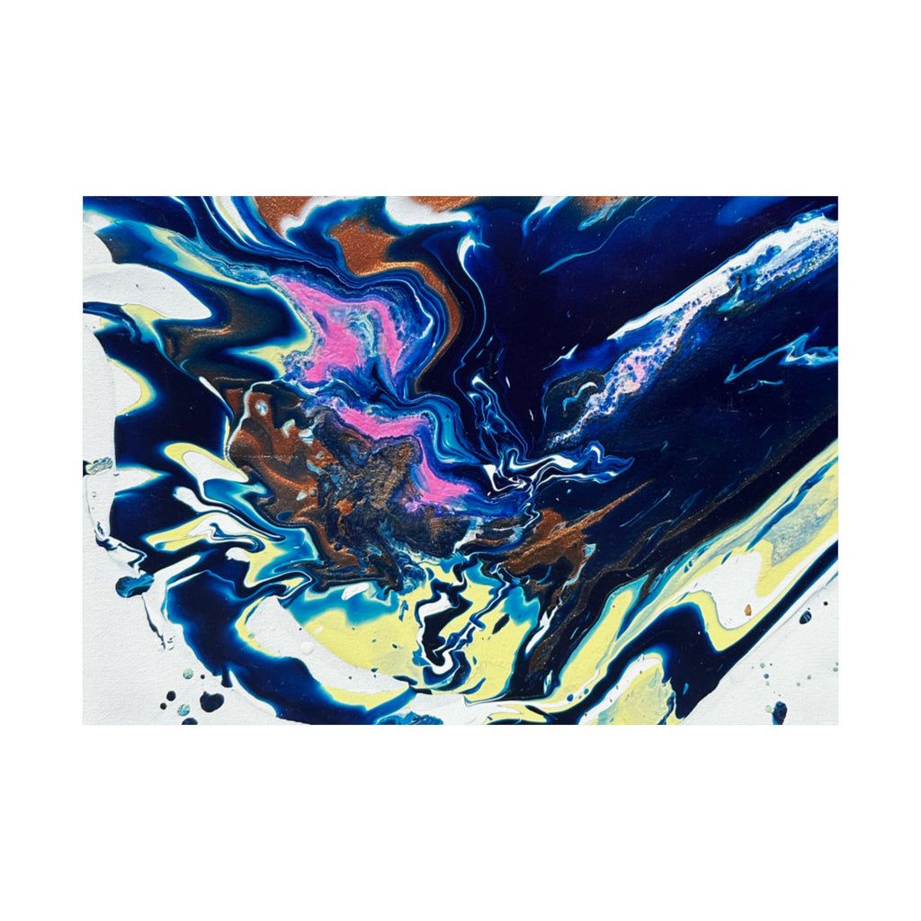 Abstract Blue Marble Matte Poster Change Horizontal Fluid Art Print