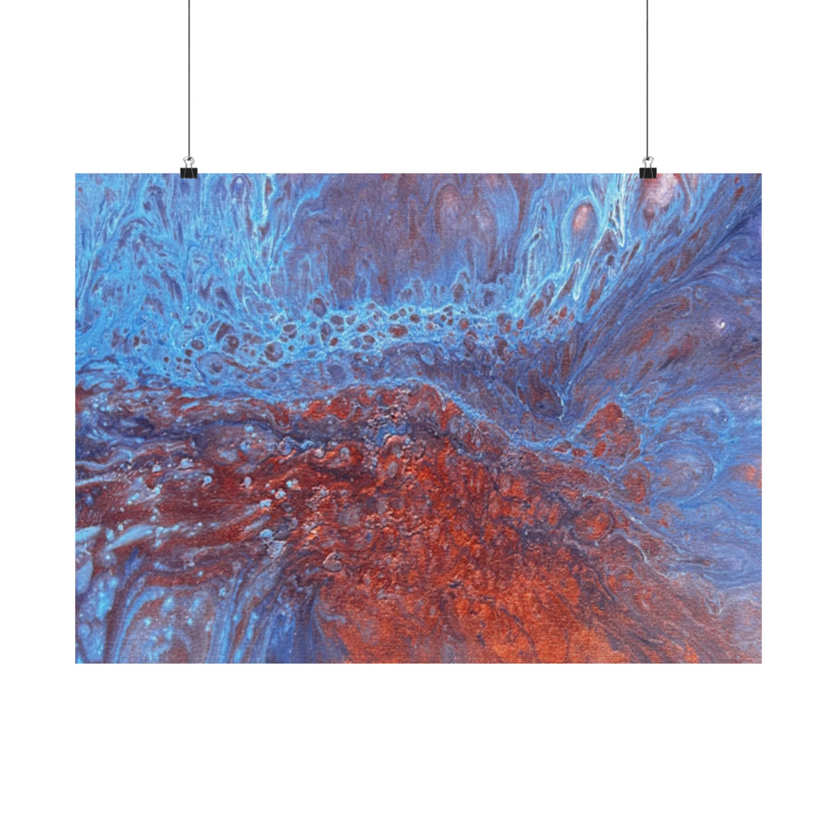 WAVE Abstract Oceanic Pour Art Matte Horizontal Poster