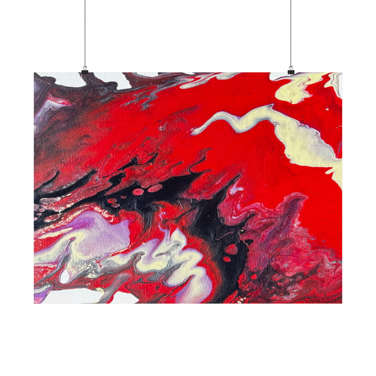 Power Abstract Red Fluid Art Matte Poster (Horizontal)