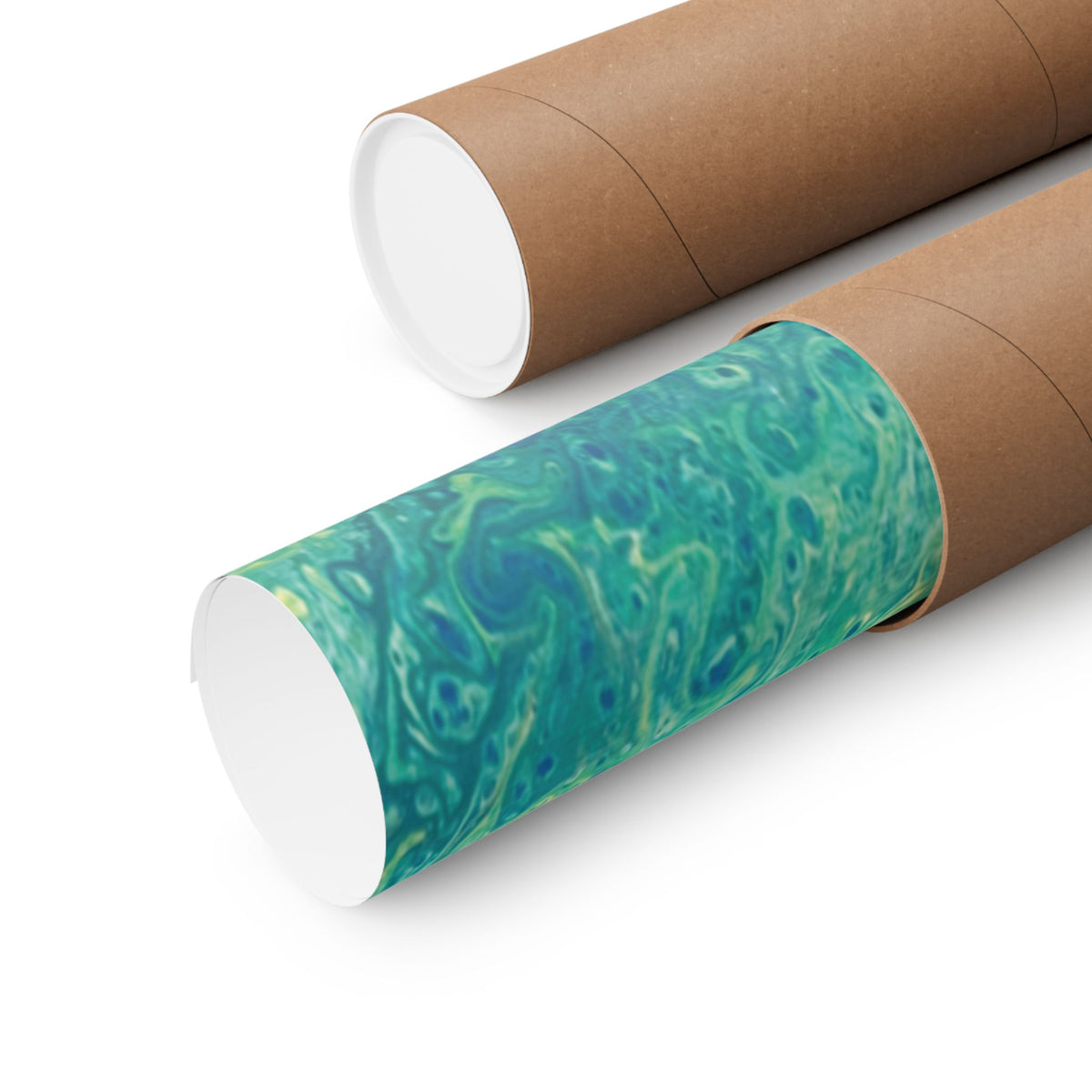 Abstract Ocean Blue Matte Poster Moss Turquoise Green Fluid Art