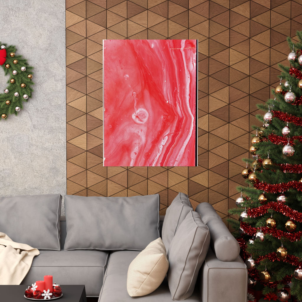 Red Marble Mars Matte Vertical Poster Abstract Red & Cream Wall Art