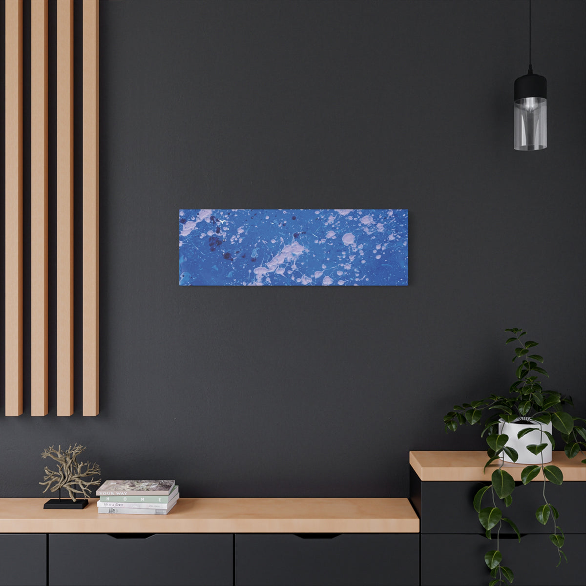 Blue Abstract Splatter Canvas Print  Dots (Matte Stretched 1.25")