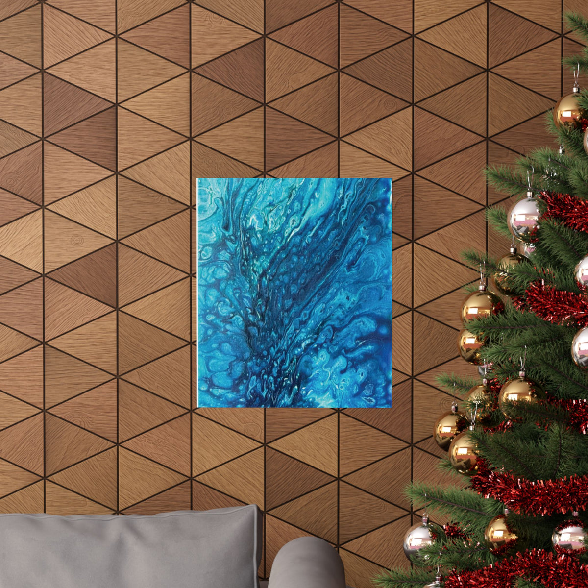 Abstract Ocean Blue Matte Poster Vertical Wall Art Print