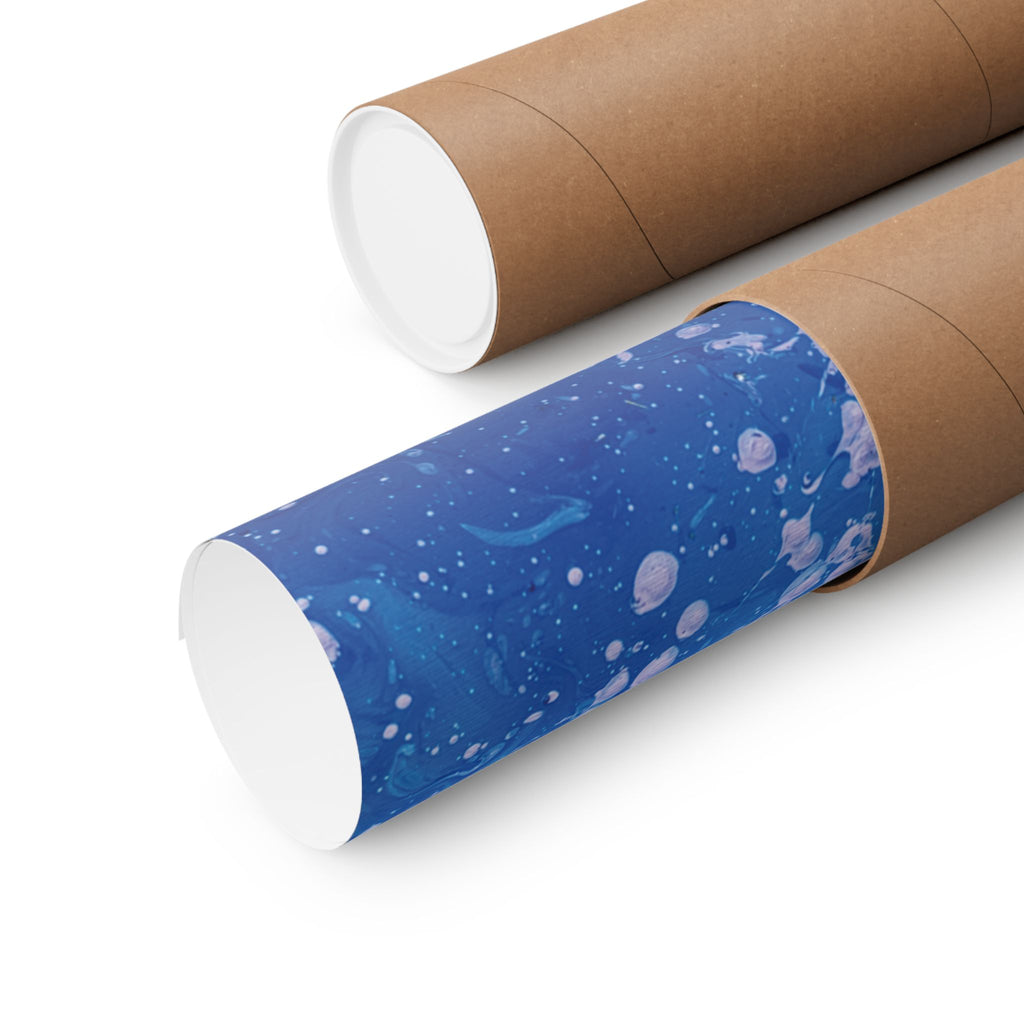 Abstract Blue Paint Splatter Matte Poster Dots Vertical Modern Wall Art