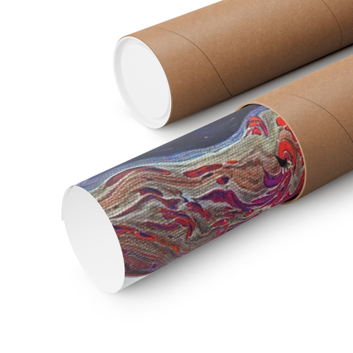 Abstract Fluid Art Matte Poster Universe Vertical Red & Blue Wall Art