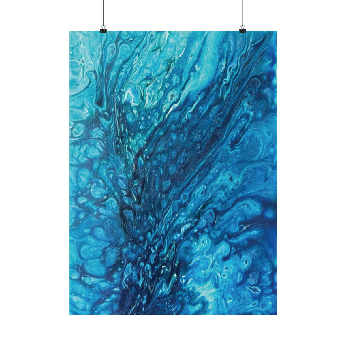 Abstract Ocean Blue Matte Poster Vertical Wall Art Print