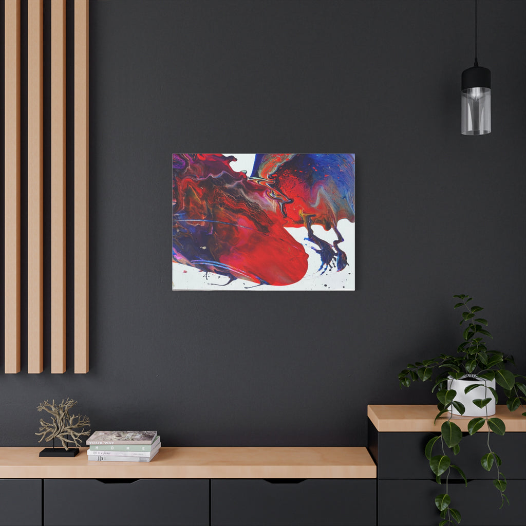 Abstract Red & Blue Fluid Art Canvas Print — Matte Stretched Wall Art