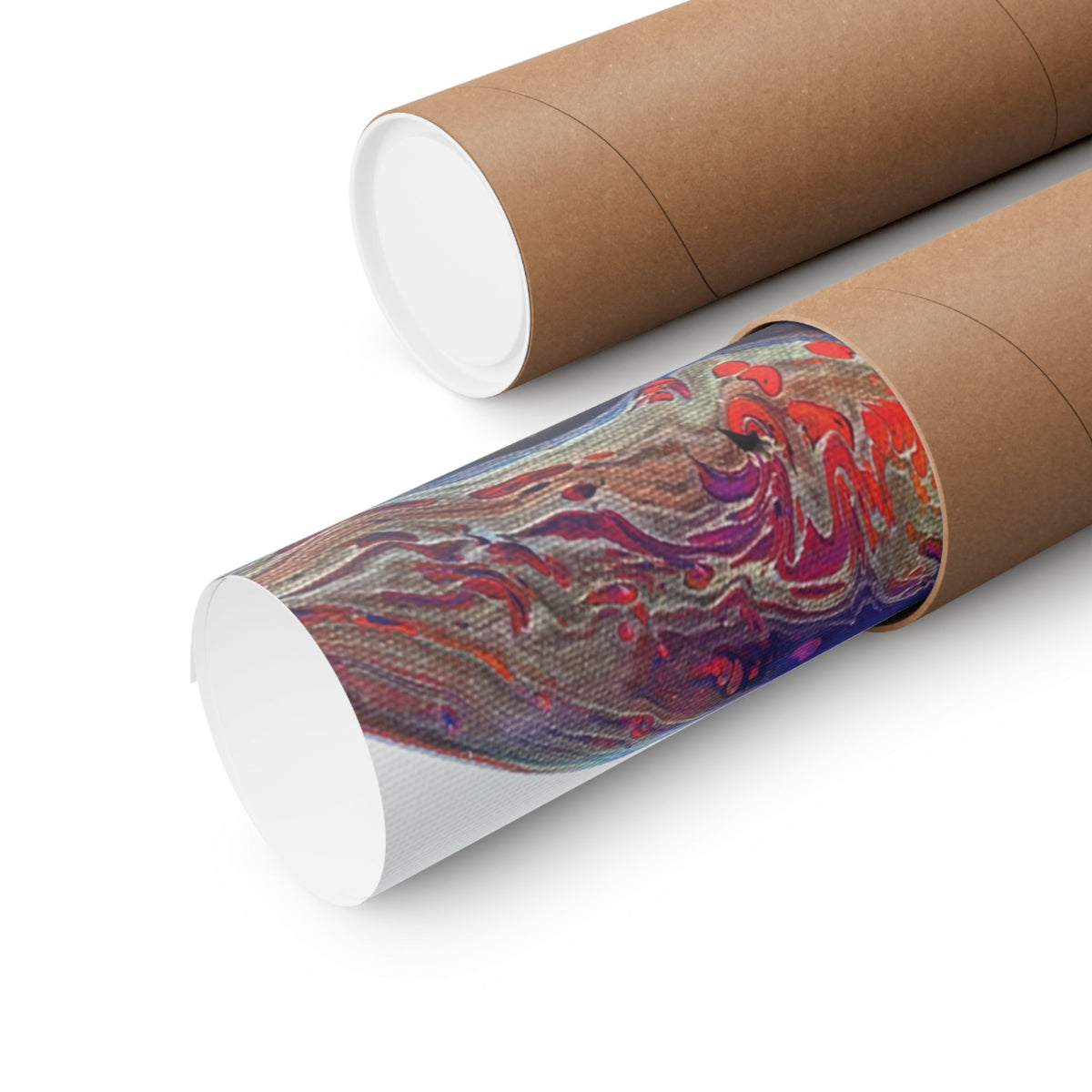 Abstract Fluid Art Matte Poster Universe Vertical Red & Blue Wall Art