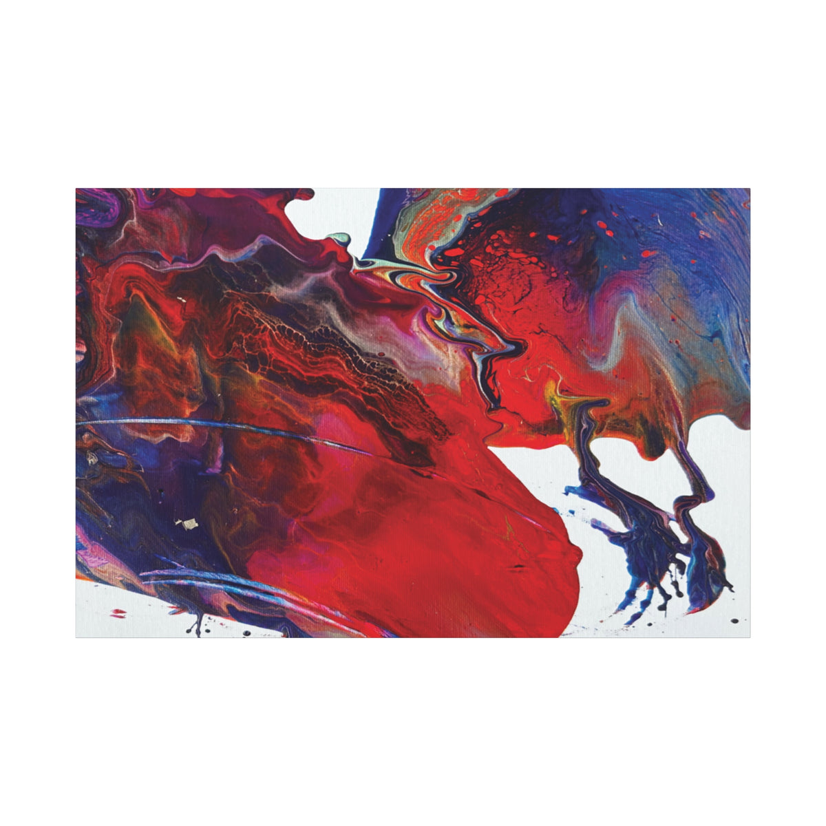 Abstract Red & Blue Fluid Art Matte Canvas Print Universe Stretched 1.25"