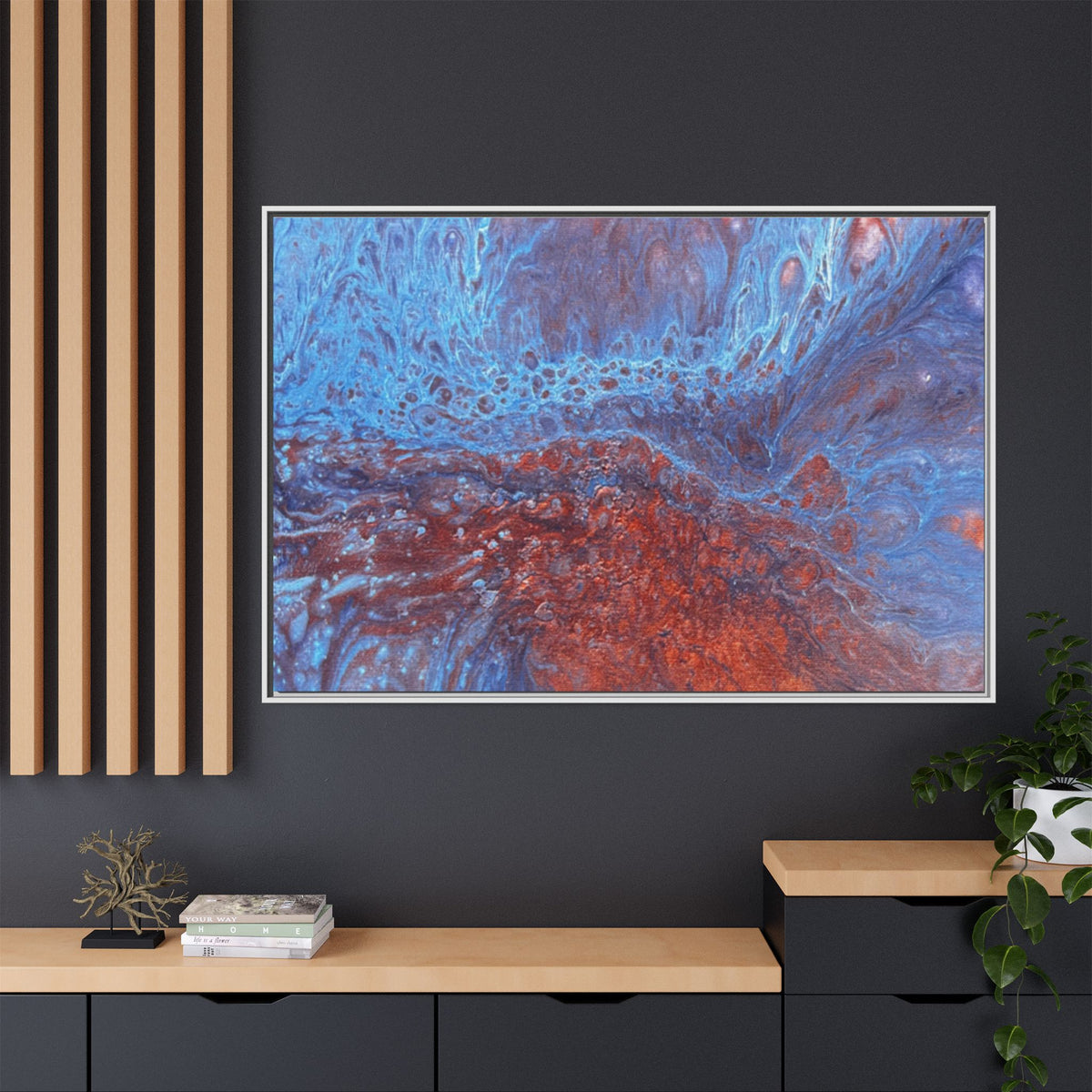 Wave Abstract Oceanic Flow Matte Canvas Framed Art