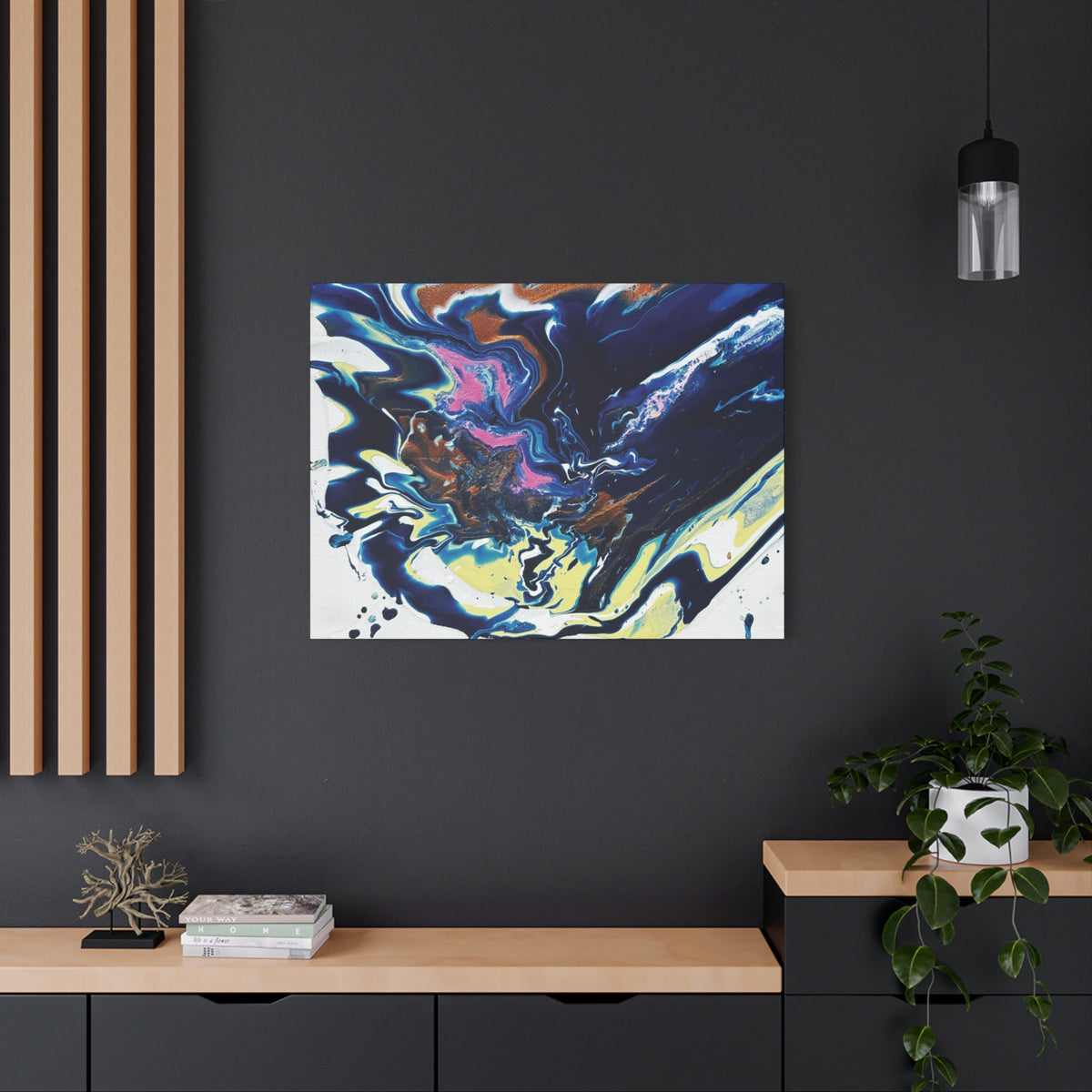 Change Abstract Blue Fluid Art Matte Canvas Print (Stretched Wall Art)