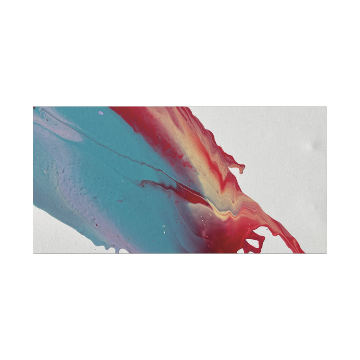 Ceiling Abstract Drip Matte Canvas Print (Blue & Red Fluid Art)