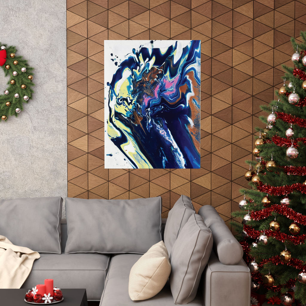 Change Abstract Blue Swirl Matte Poster (Vertical Fluid Art Wall Print)