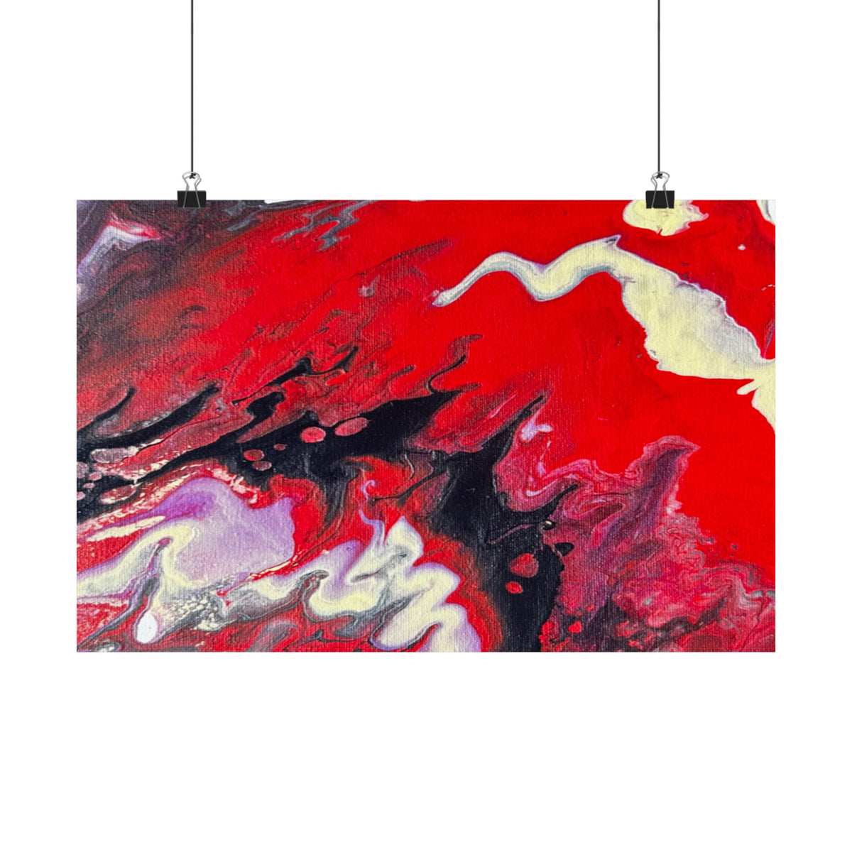 Power Abstract Red Fluid Art Matte Poster (Horizontal)