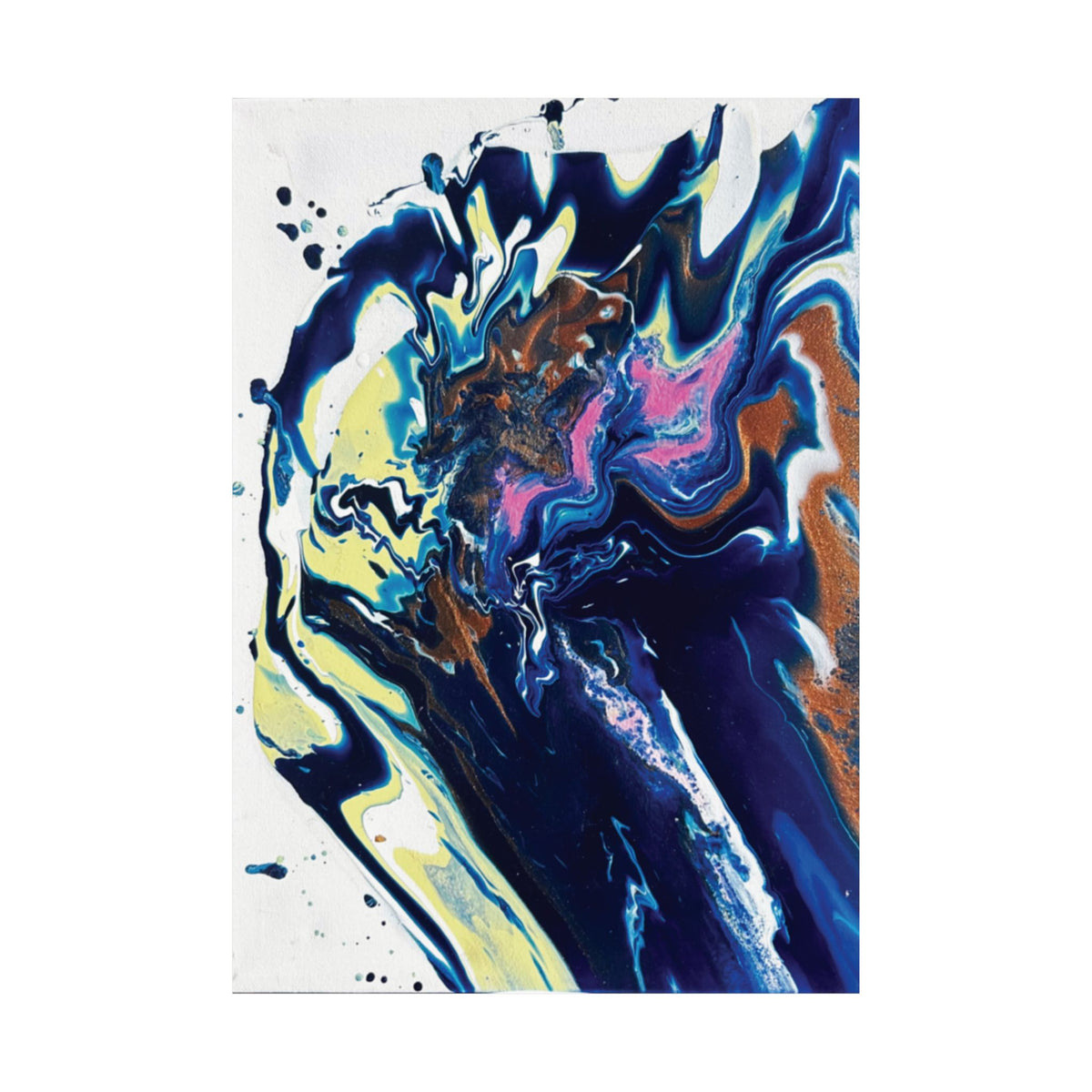 Change Abstract Blue Swirl Matte Poster (Vertical Fluid Art Wall Print)