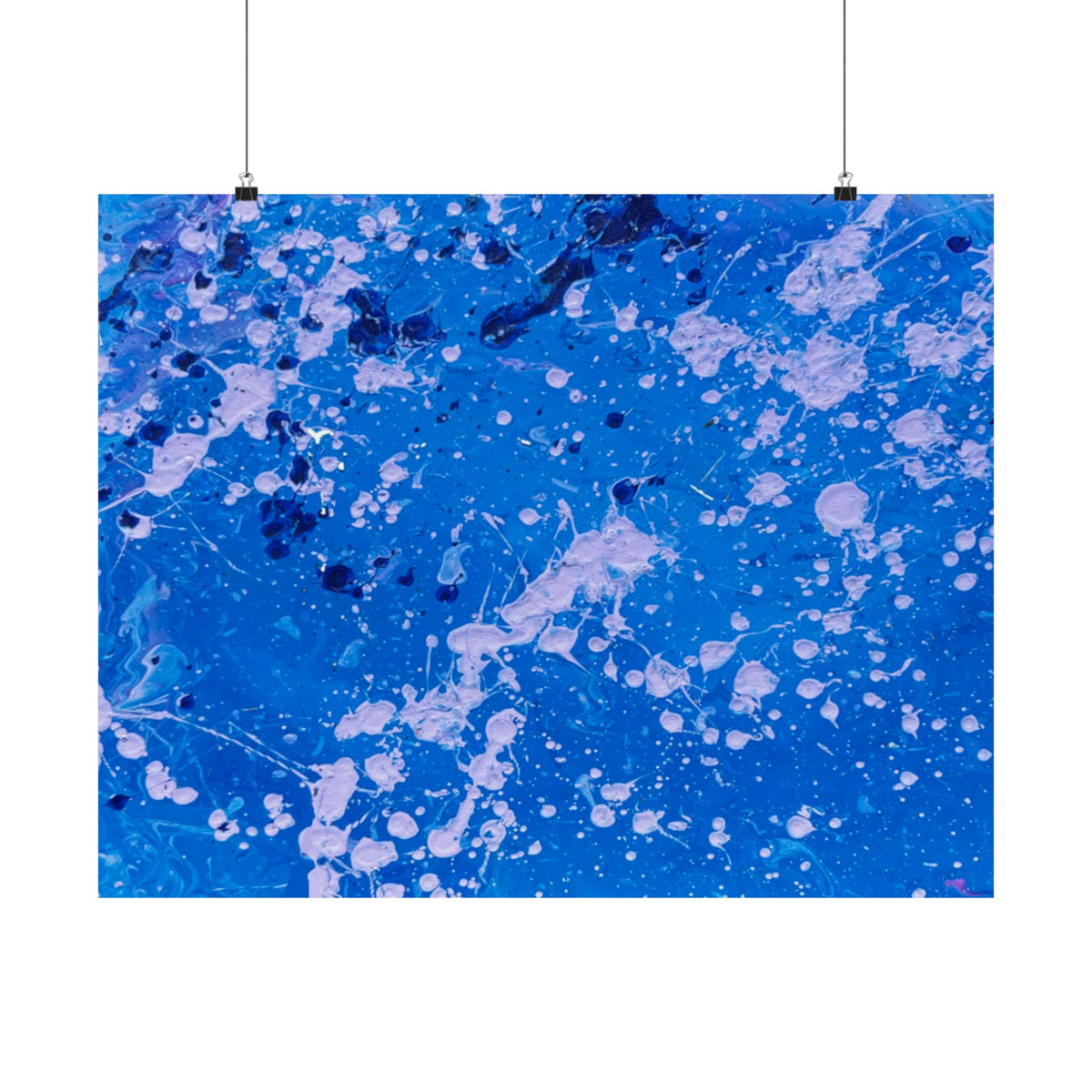 Blue Abstract Splash Matte Poster Horizontal Ocean-Inspired Art Print