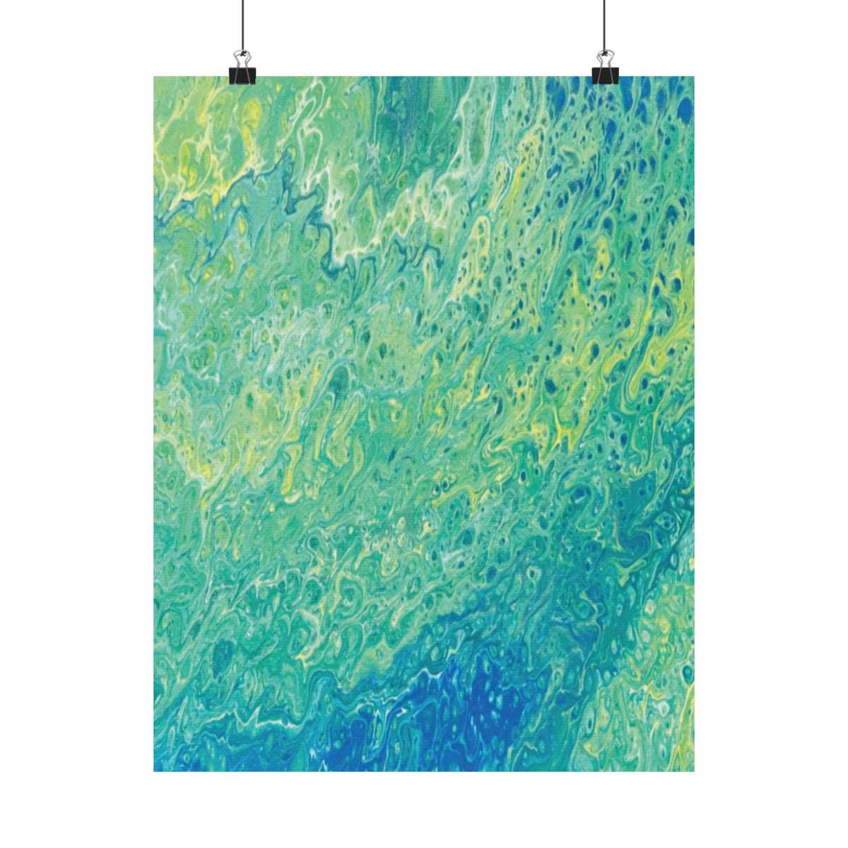 Abstract Ocean Blue Matte Poster Moss Turquoise Green Fluid Art