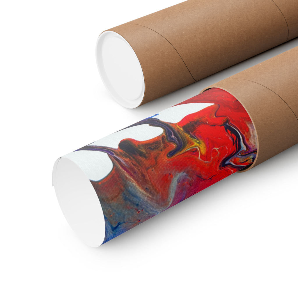 Abstract Red & Blue Matte Poster Universe Horizontal Modern Art Print