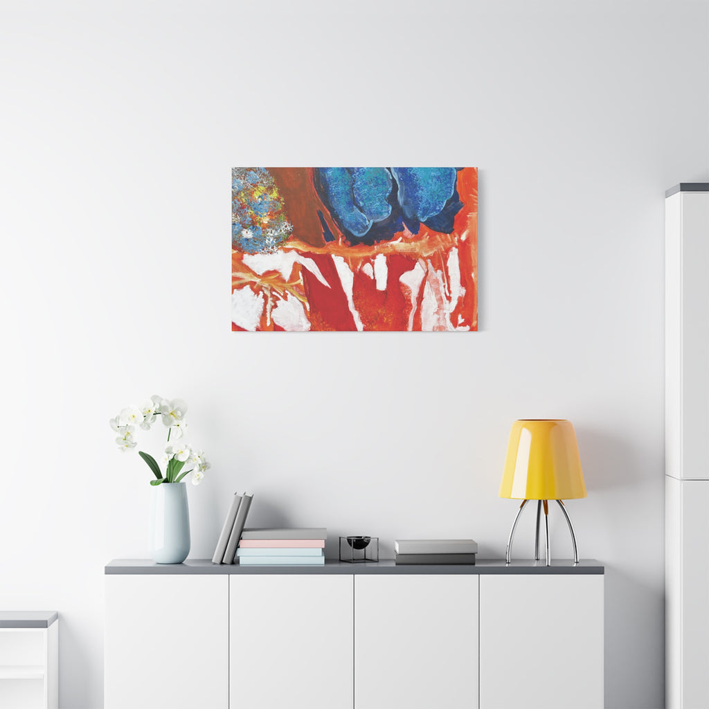 Abstract Red & Blue Matte Stretched Canvas Modern Expressionist Wall Art