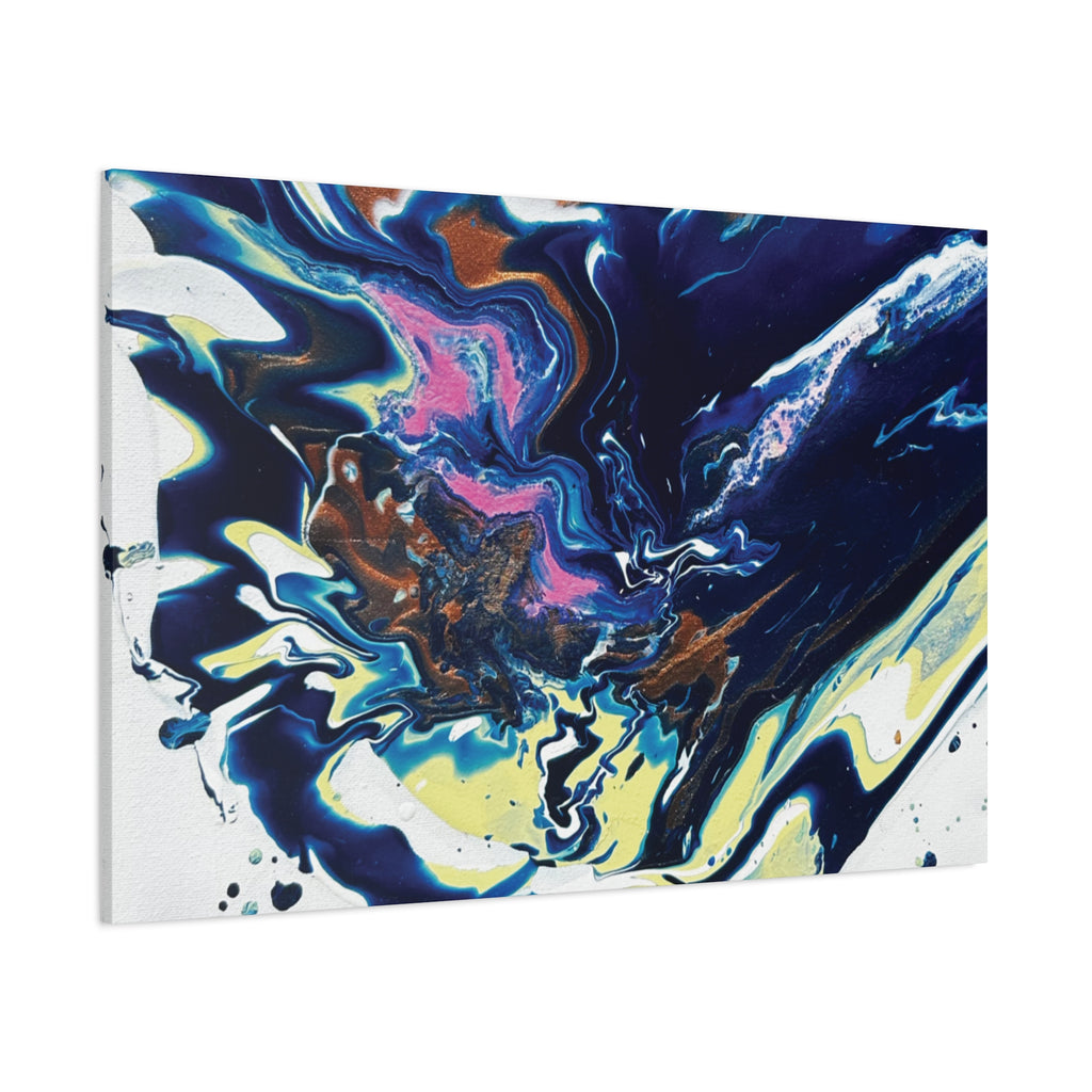 Change Abstract Blue Fluid Art Matte Canvas Print (Stretched Wall Art)