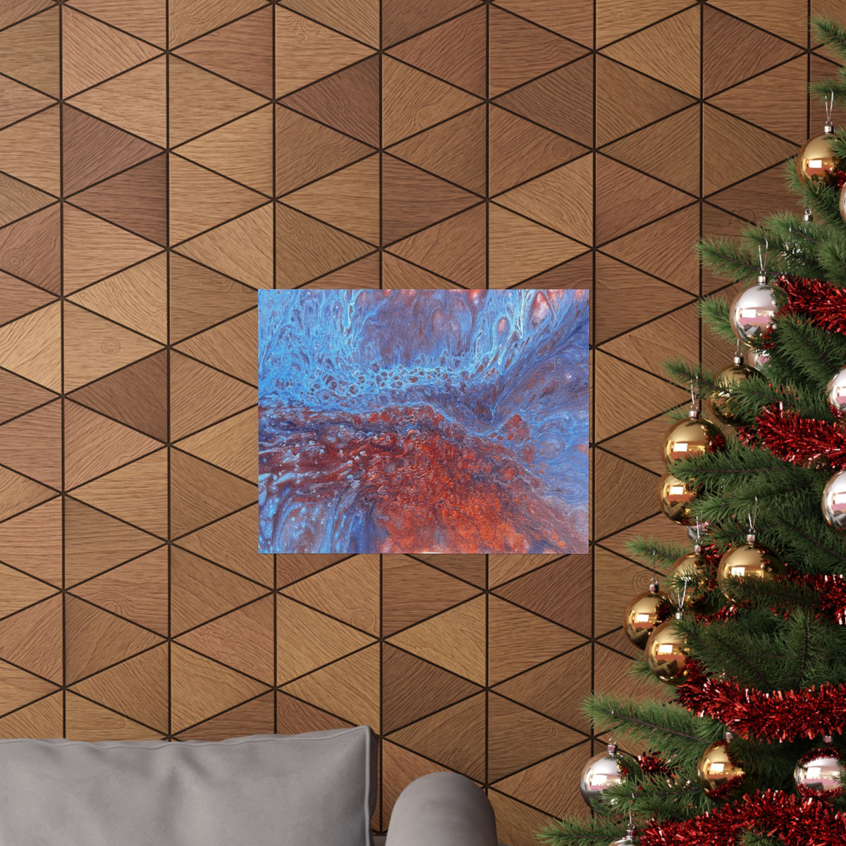 WAVE Abstract Oceanic Pour Art Matte Horizontal Poster
