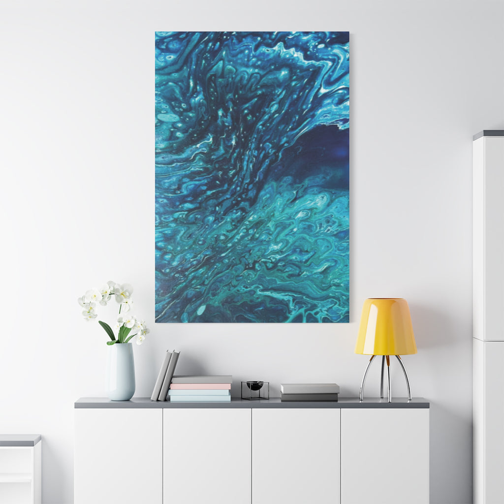 Ocean Blue Abstract Matte Canvas Print Stretched 1.25"
