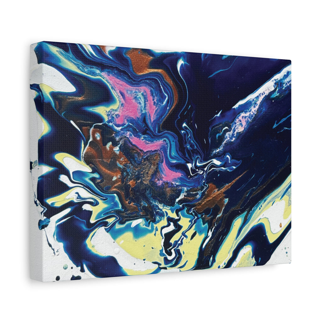 Change Abstract Blue Fluid Art Matte Canvas Print (Stretched Wall Art)