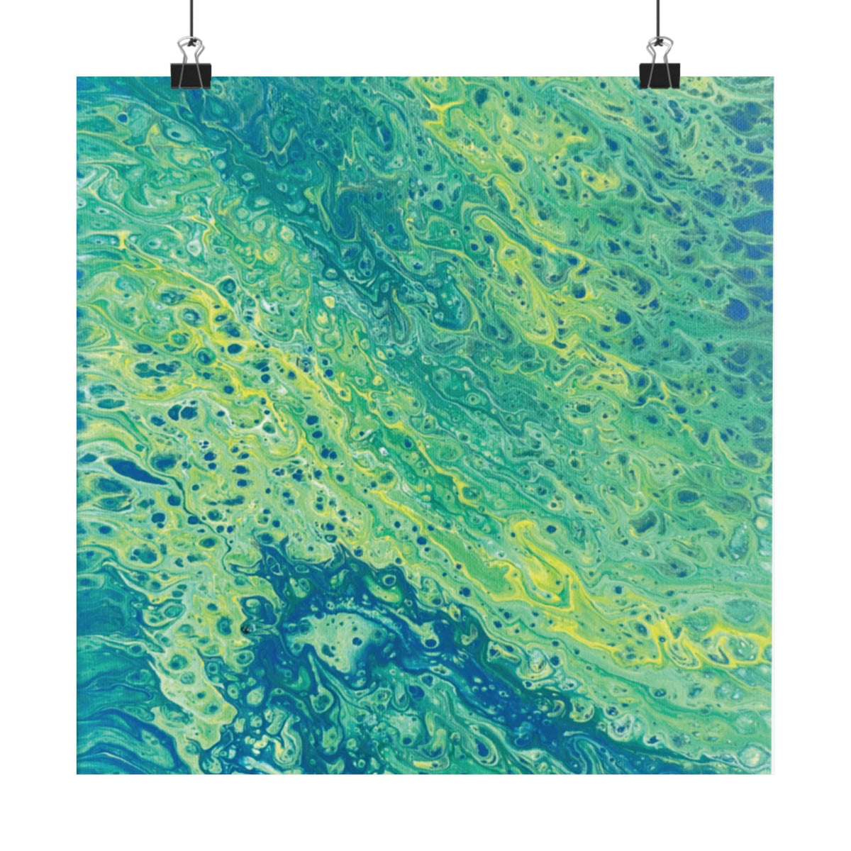 Moss Abstract Ocean Flow Matte Poster (Blue-Green Vertical Fluid Art)