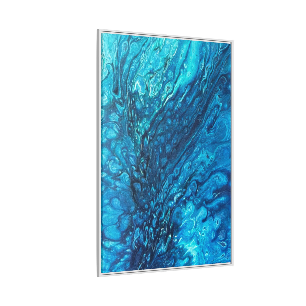 Blue Abstract Ocean Flow Matte Canvas Framed Wall Art