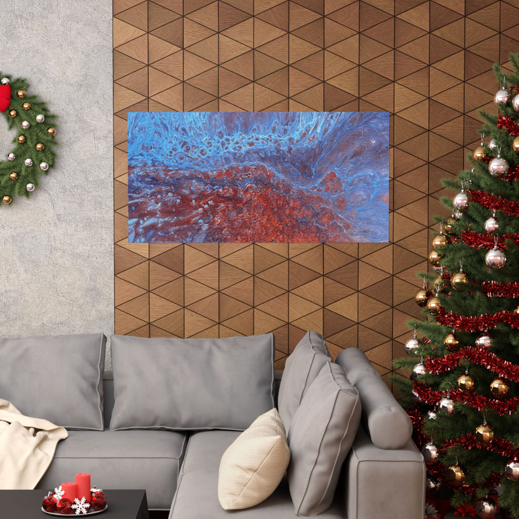 WAVE Abstract Oceanic Pour Art Matte Horizontal Poster