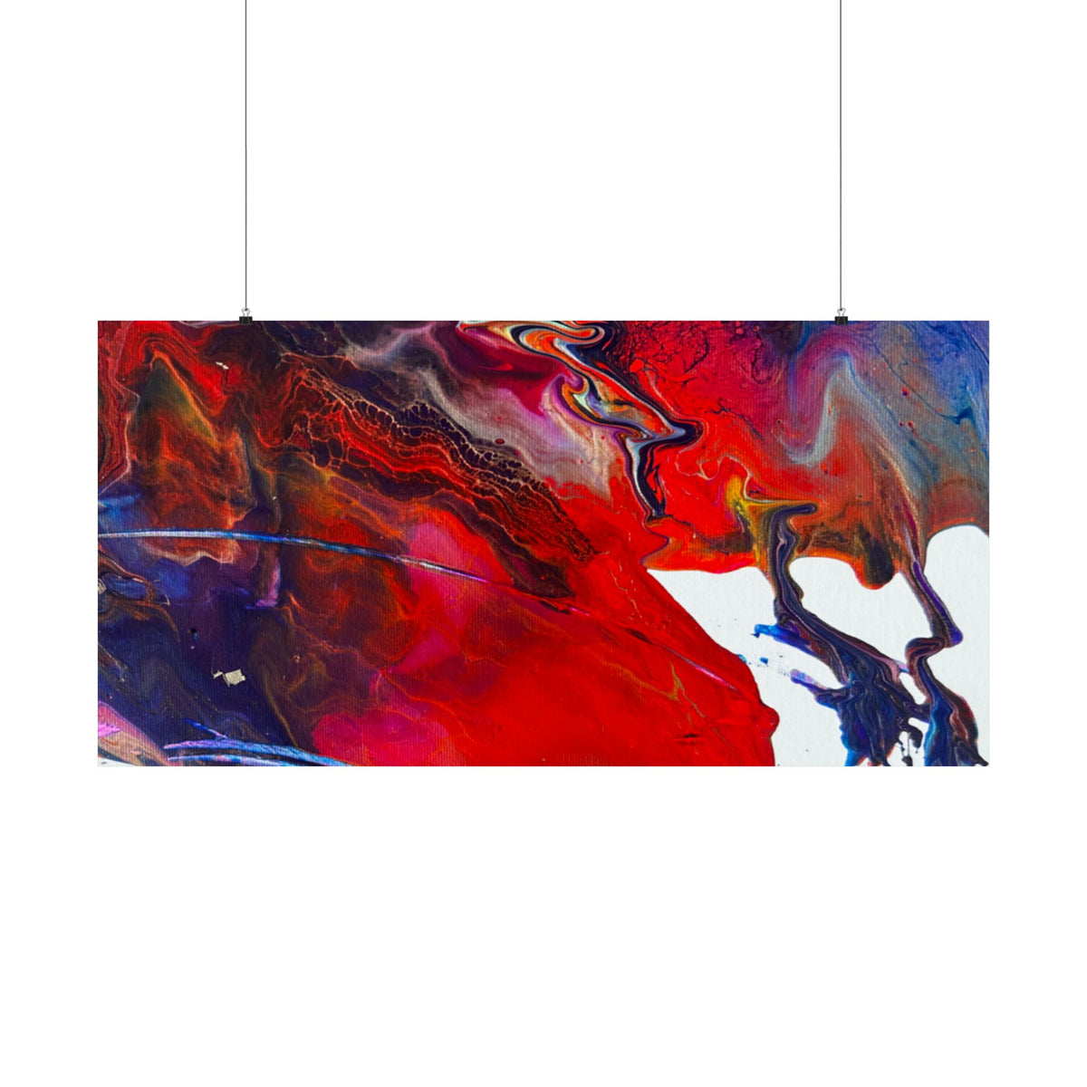Abstract Red & Blue Matte Poster Universe Horizontal Modern Art Print