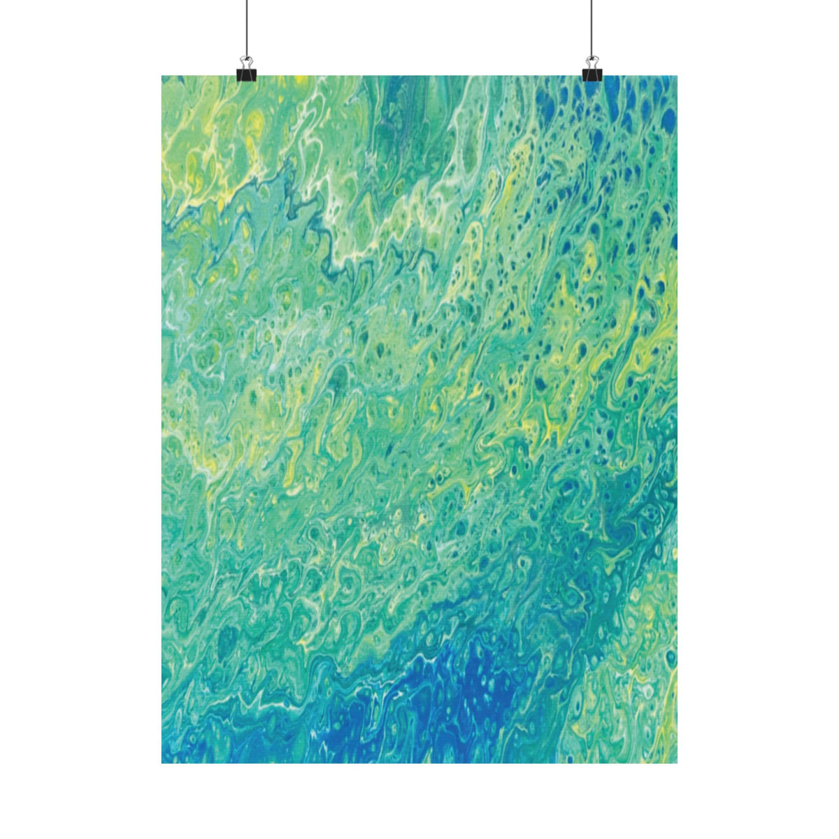 Abstract Ocean Blue Matte Poster Moss Turquoise Green Fluid Art