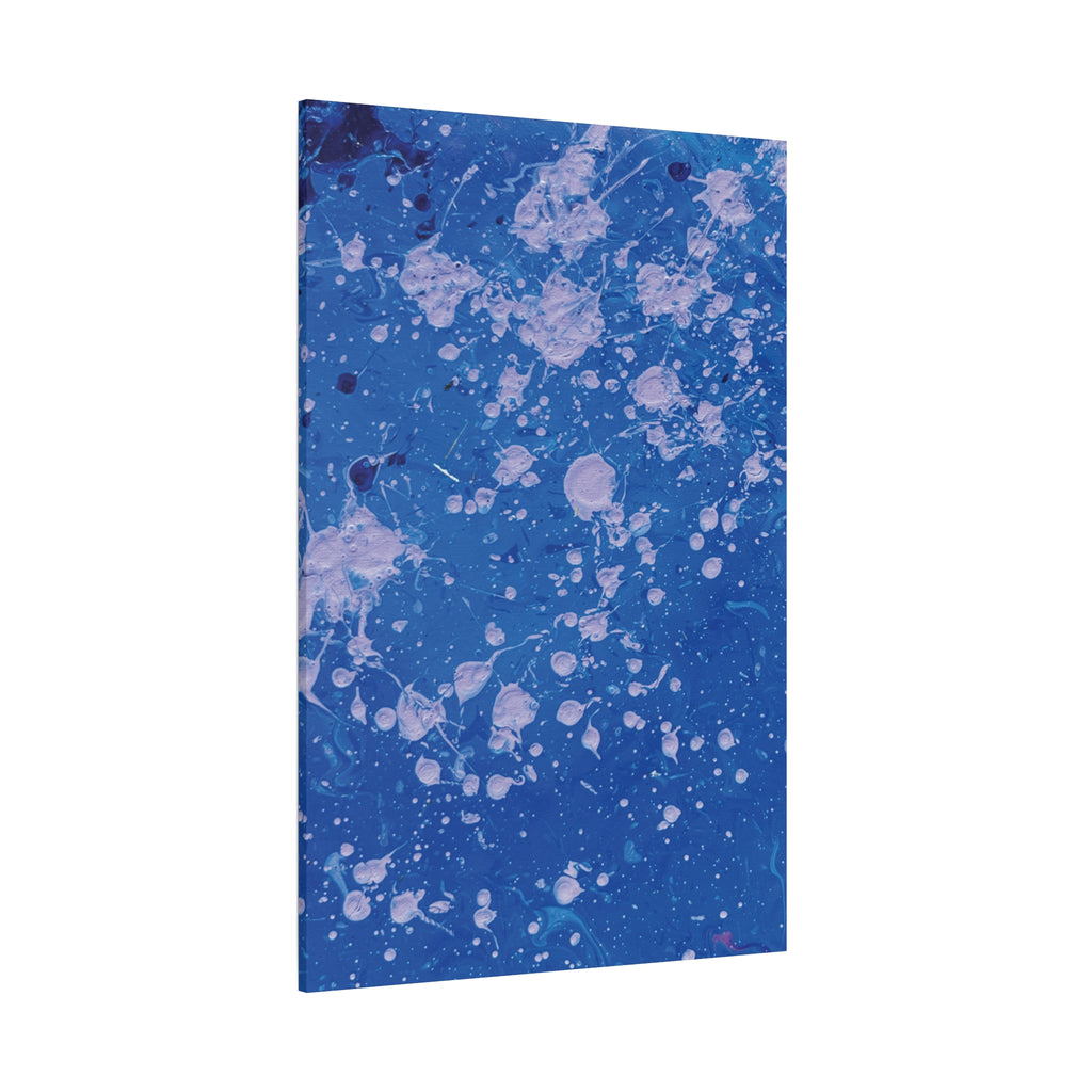 Dots Abstract Blue Splatter Canvas Art Matte Stretched Wall Print