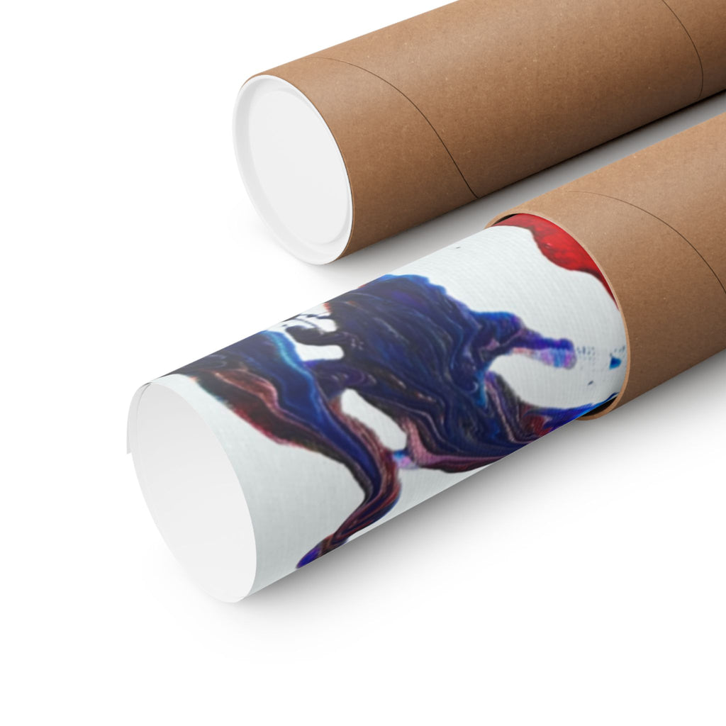 Abstract Red & Blue Matte Poster Universe Horizontal Modern Art Print