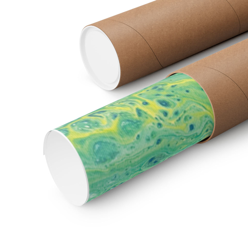 Moss Abstract Ocean Flow Matte Poster (Blue-Green Vertical Fluid Art)