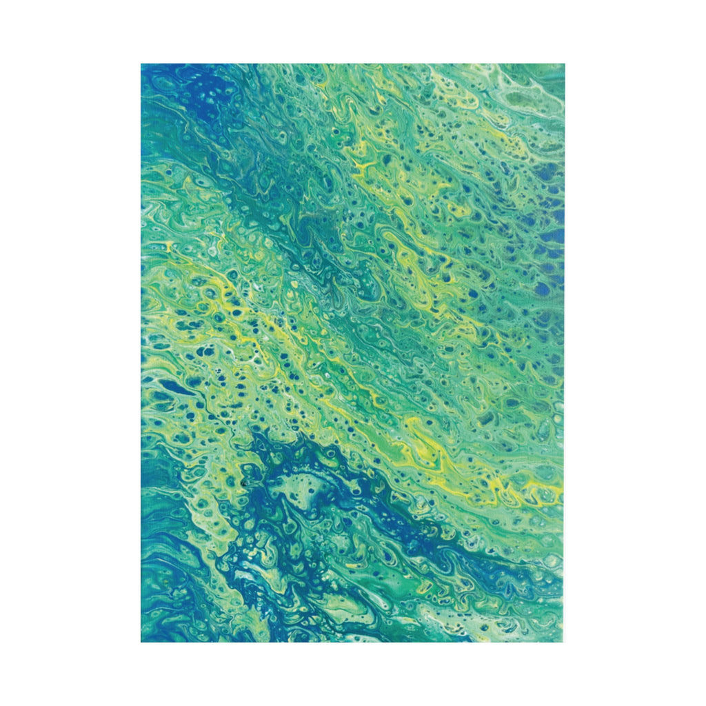 Moss Abstract Ocean Flow Matte Poster (Blue-Green Vertical Fluid Art)