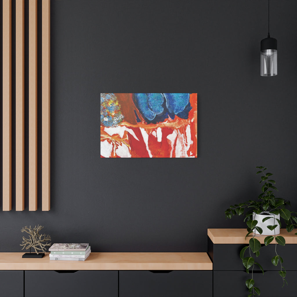 Abstract Red & Blue Matte Stretched Canvas Modern Expressionist Wall Art
