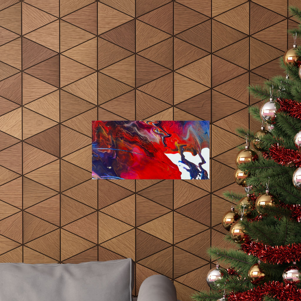 Abstract Red & Blue Matte Poster Universe Horizontal Modern Art Print