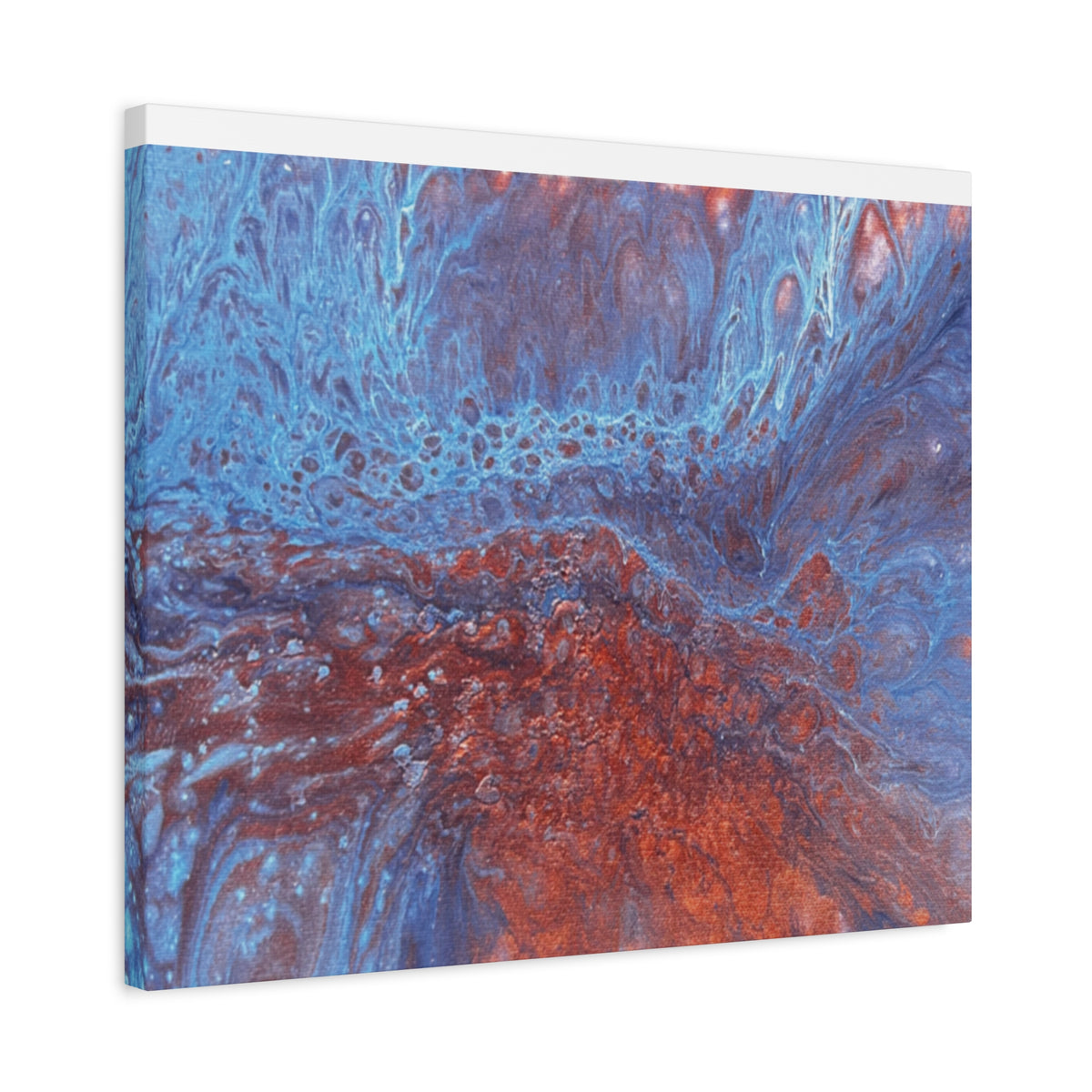 Abstract Blue & Rust Fluid Art Matte Canvas Wave Stretched Wall Art