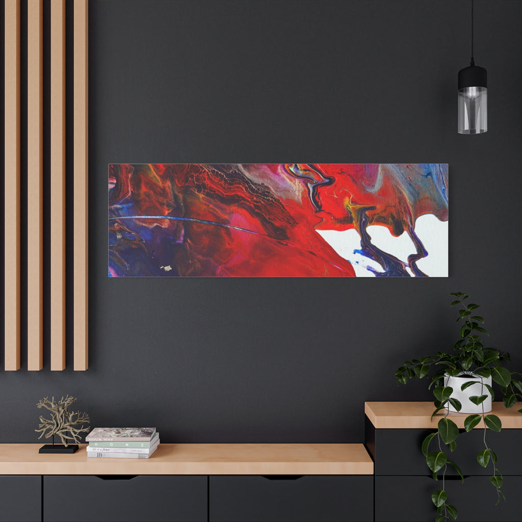 Abstract Red & Blue Fluid Art Canvas Print — Matte Stretched Wall Art