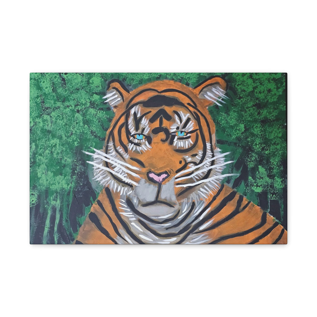 Tiger Portrait Matte Canvas Wall Art Bold Jungle Tiger Painting on Stretched Canvas
