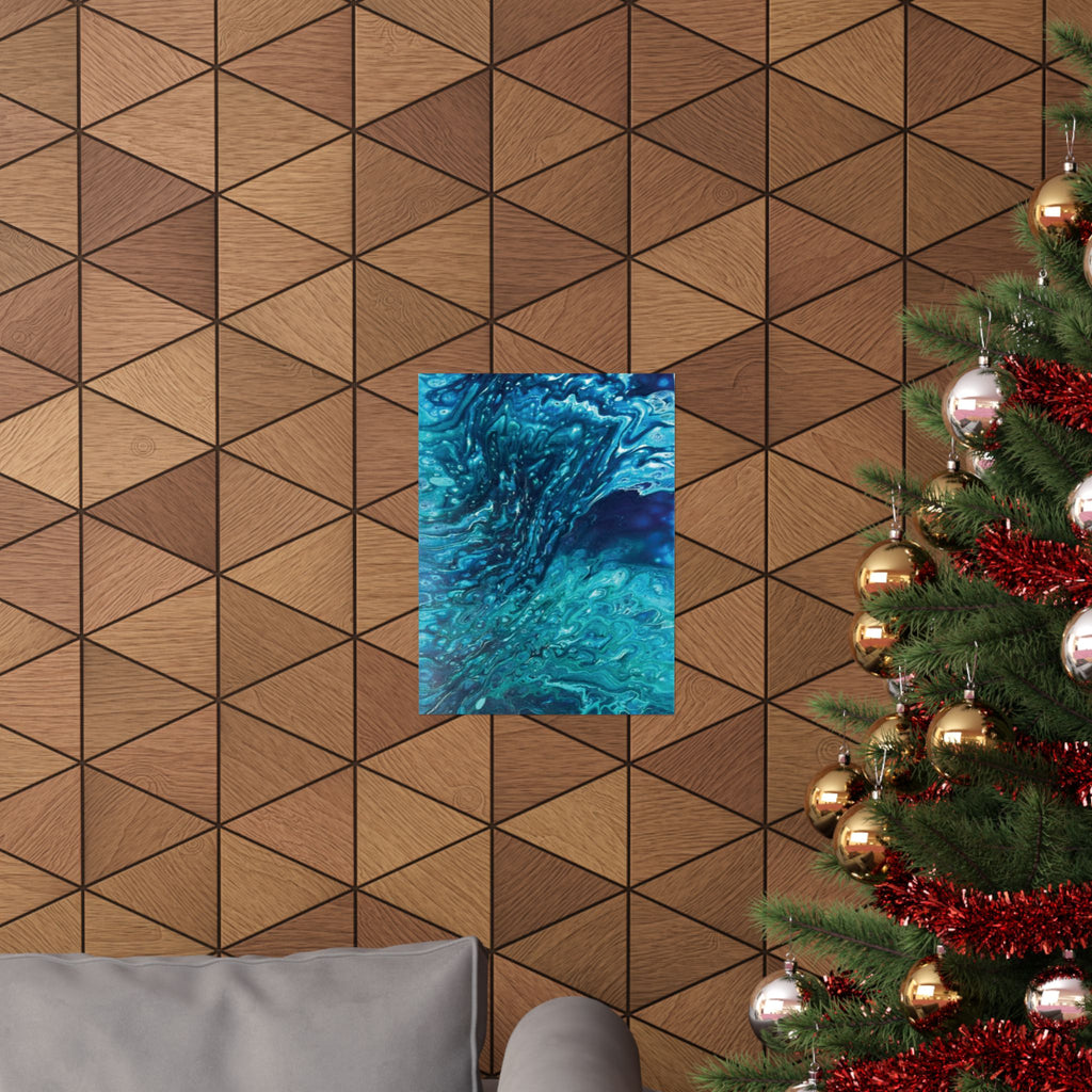 Ocean Abyss Matte Poster Abstract Teal Blue Wall Art