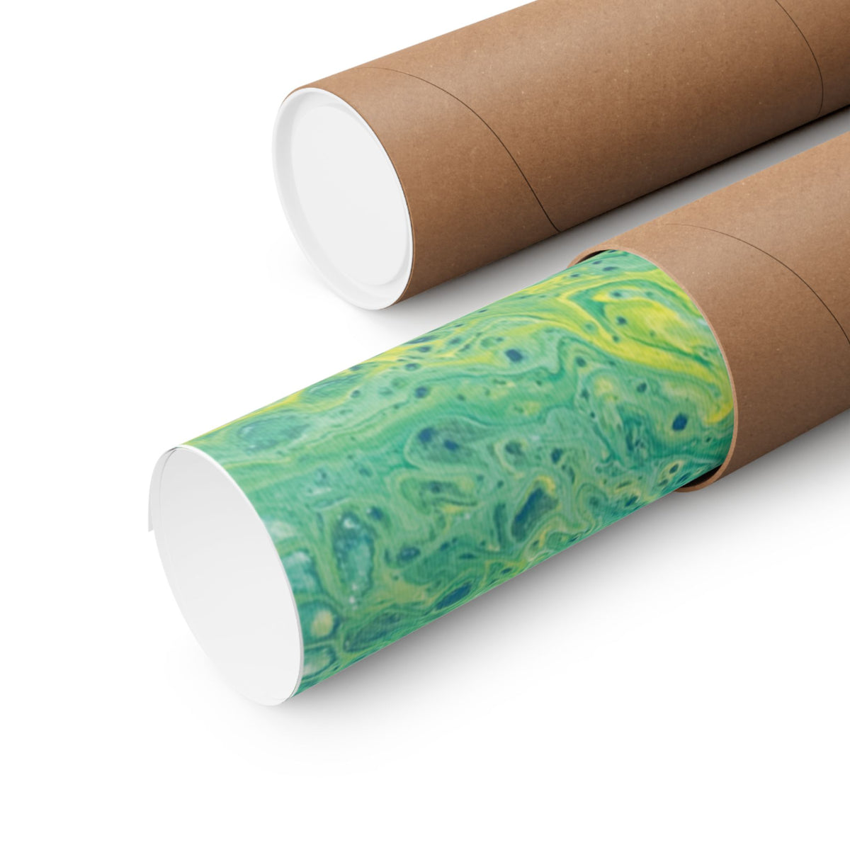 Moss Abstract Ocean Flow Matte Poster (Blue-Green Vertical Fluid Art)