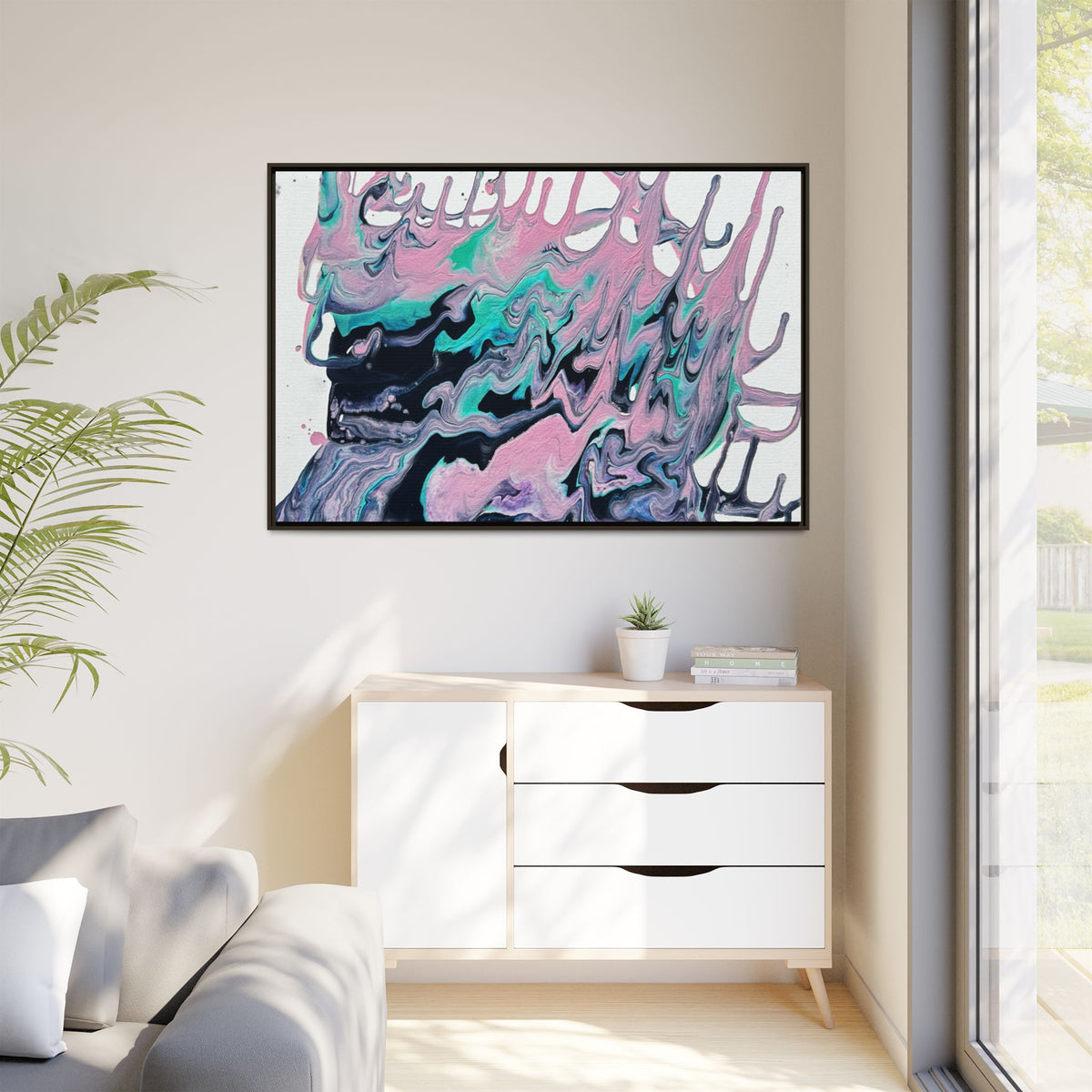 Abstract Pastel Drip Canvas Print (Framed)