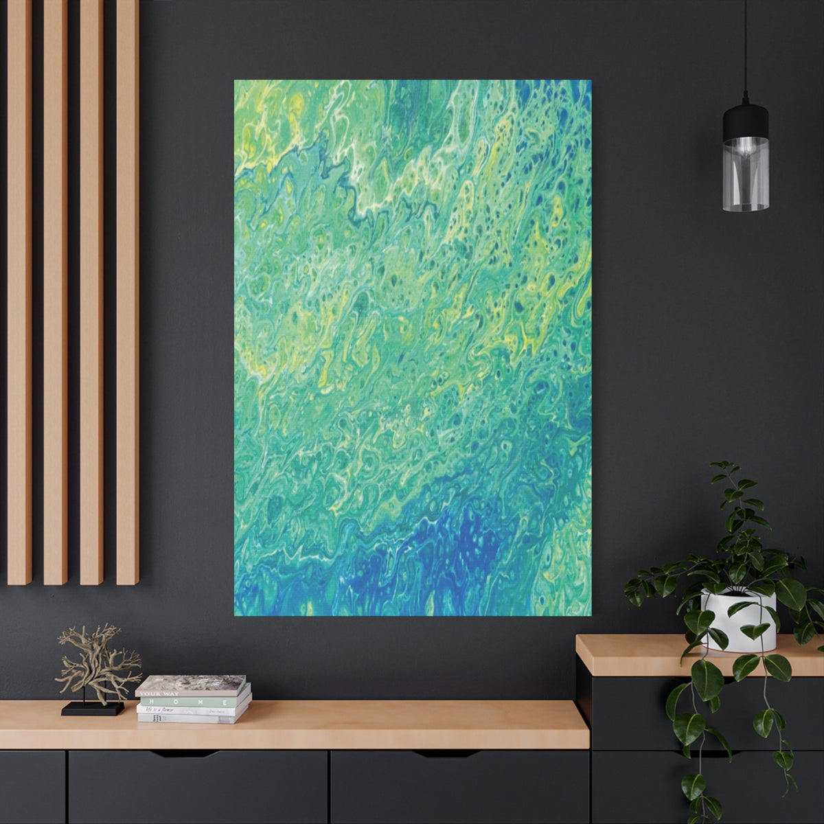 Moss 2 Aqua Wave Abstract Canvas