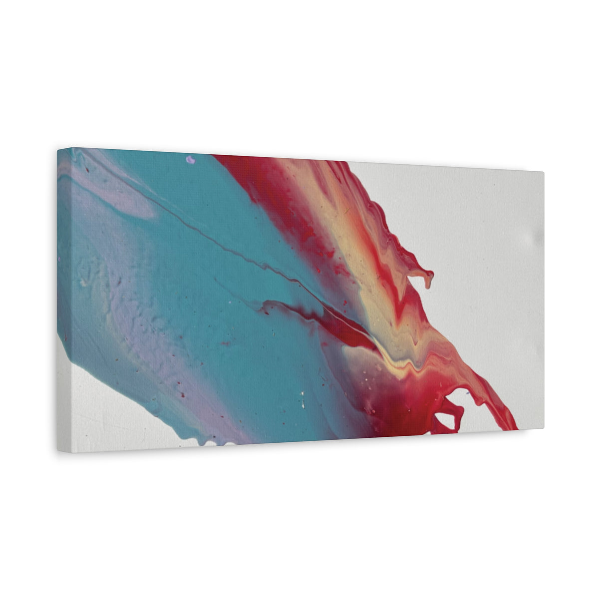 Ceiling Abstract Drip Matte Canvas Print (Blue & Red Fluid Art)